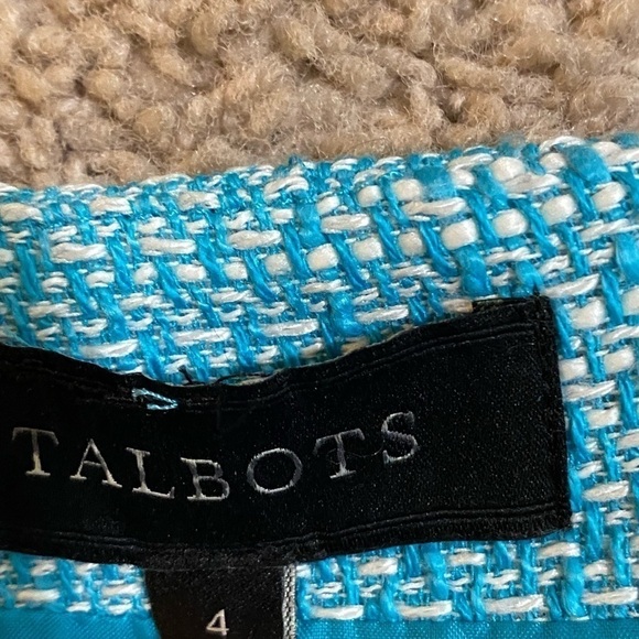 TALBOTS teal and White size 4 pencil skirt vintage - Picture 7 of 9